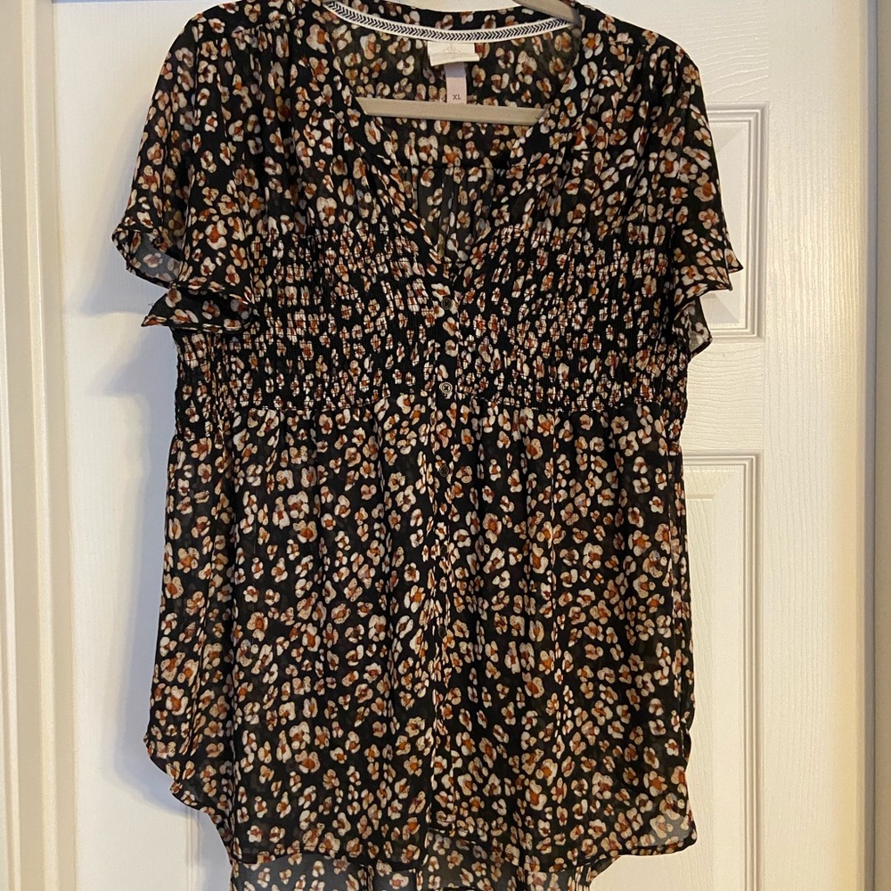 Sheer Blouse with Smock-Detailing